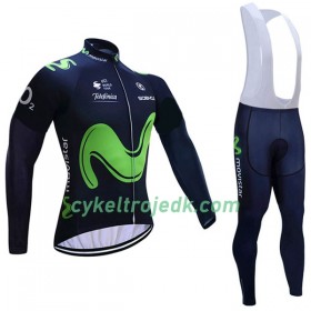 Cykeltøj Langærmet + Bib Cykelbukser Dame 2017 Movistar Team N001